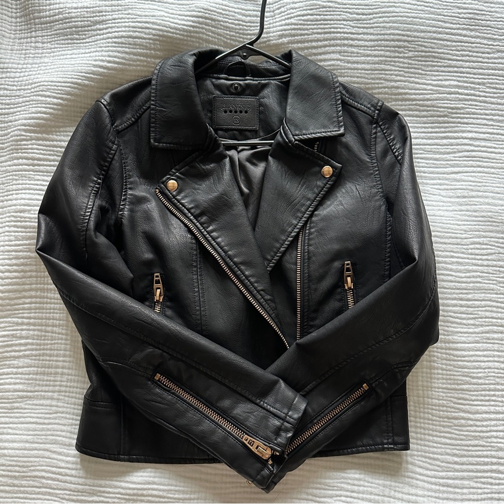 Blank NYC Faux Leather Moto Jacket Size XS Black